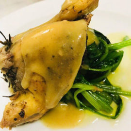 Galletto al forno con erbe scottate
